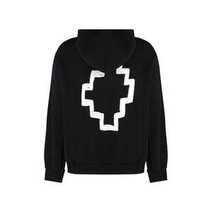 MARCELO BURLON Men's Cotton Fleece Hoodie with Iconic Graphic Men BLACK T-Shirts